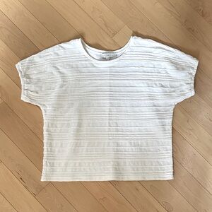 LOFT Ivory Textured Short Sleeve Top small Cream